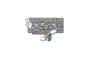 Gaming VGA Card Cartoon Character Style - Victory: A Creative and Versatile Design Asset