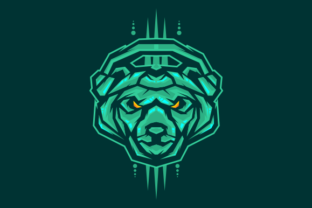 Green Bear with Headphone Gaming Mascot