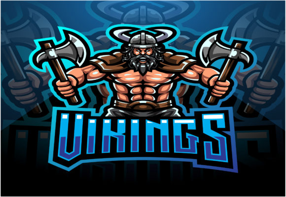 Viking Mascot Gaming Logo Design Holding